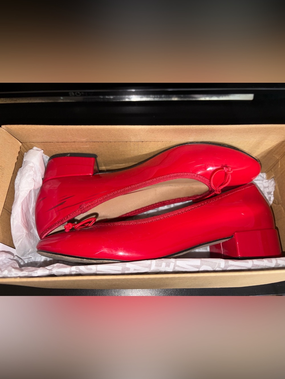 Steve Madden Red Patent Low Block Heel Ballet Flats
